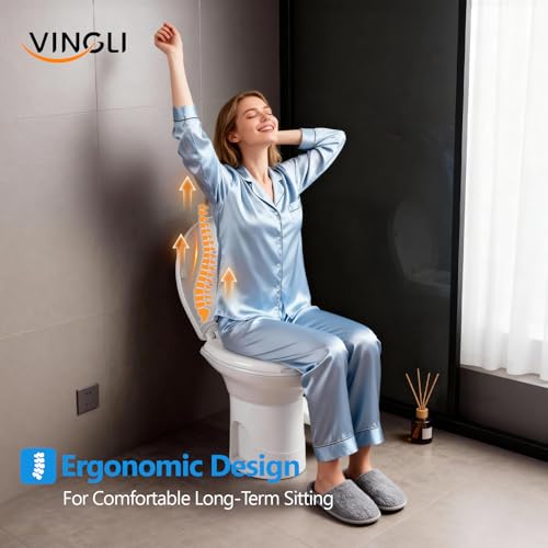 Image of VINGLI RV Toilet, Gravity Flush Toilet with Foot Pedal Flush, Standard Height Gravity Camper Toilet For RVs, Trailers, and Outdoor Campers, Enamel Bowl