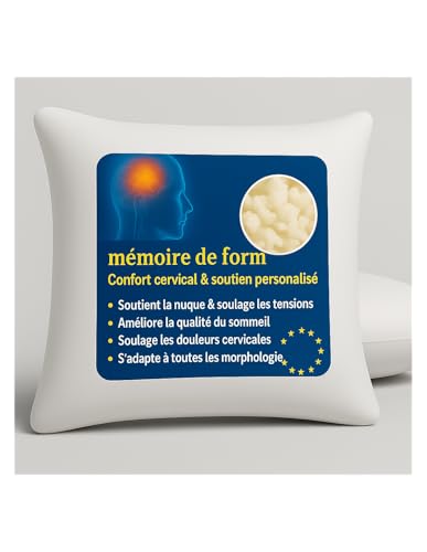 by sommiflex Lot de 2 OREILLERS 60x60 MÉMOIRE de Forme – SPÉCIAL CERVICALES –