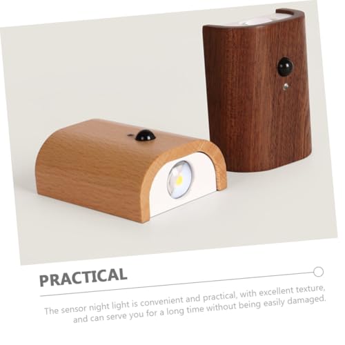Aplique de pared LED sensor movimiento recargable madera pasillo 3