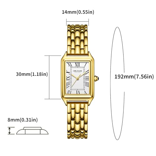 Montre dorée pour femme en acier inoxydable avec un cadran blanc rétro - 6