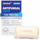 TAGRID Antifungal Soap Treatment for Body: Antibacterial Tea Tree Soap Suitable for Athletes' Post-workout rinse - Treatment for Jock Itch, Ringworm, Folliculitis, Tinea Versicolor, and Fungal Acne.