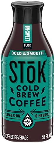 SToK medium roast Liquid Cold Brew Coffee, Black, Unsweetened, 48 Oz. Bottle
