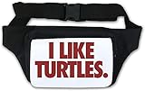 Riñonera divertida con memes antiguos y riñonera con texto en inglés 'I Like Turtles',, White, Talla única
