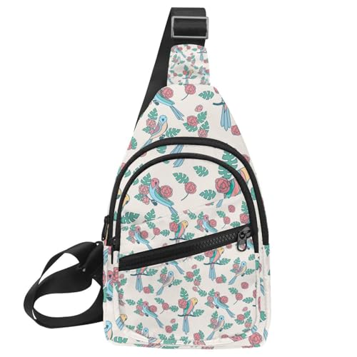 Mochila de mensajero ideal para viajes y senderismo con estampado de periquitos