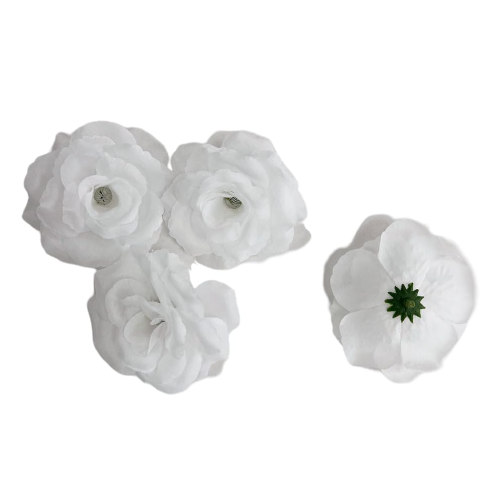 Corkwaw 25 Pcs 3 inch Artificial Rose Flower Heads,Silk Rose Head Flowers,Wedding Party Home Garden Decoration DIY Craft Gift Box Decoration (White) - Image 2