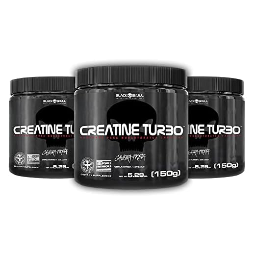 Kit 3X Creatine Turbo Suplemento Alimentar Black Skull 150g Caveira Preta Creatina Monohidratada Sem Sabor