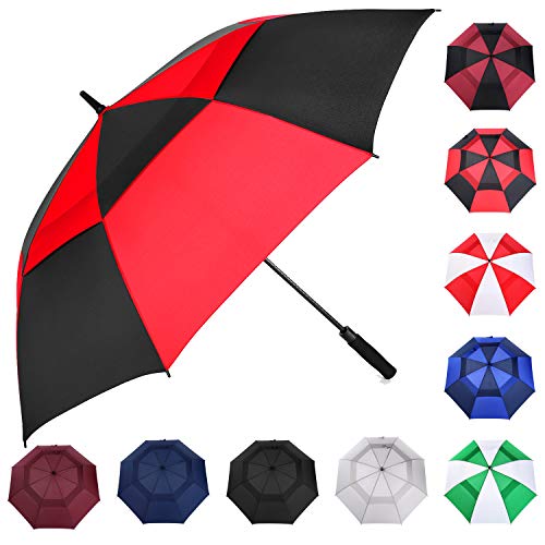 Image of MRTLLOA Automatic Open Golf Umbrella, 62 /68 Inch Extra-Large Oversized Double Canopy Vented Windproof Waterproof Stick Rain Golf Umbrellas for Men and Women