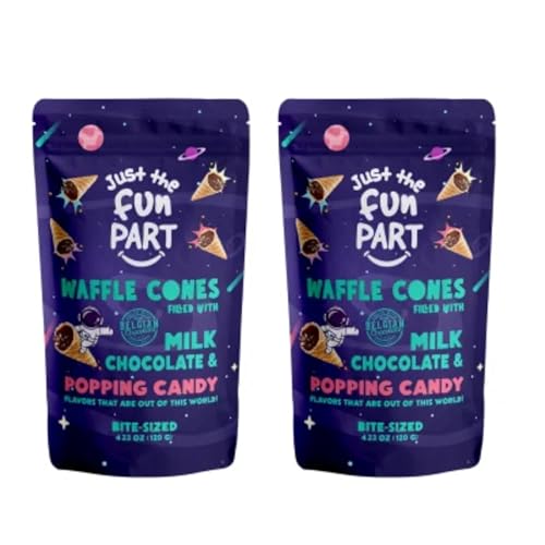 Just The Fun Part | Bite-Size Crispy Mini Waffle Cones | Filled With Premium Belgian Chocolate | Great For Snacks, Desserts, Grab & Go | Kosher | 4.23 Ounce (Popping Candy)