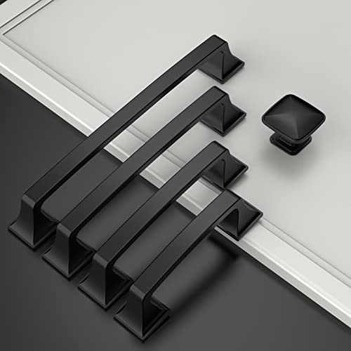 Amerdeco 10 Pack Matte Black 3 Inch(76mm) Hole Centers Kitchen Cabinet Pulls Cabinet Hardware Kitchen Handles for Cabinets Cupboard Handles Drawer Pulls AM0002