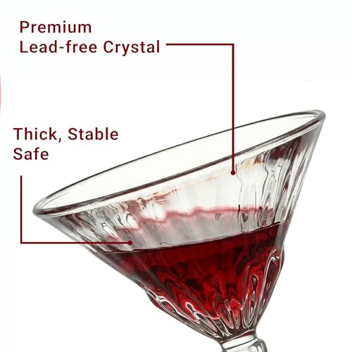Image of Femora Muse Cocktail Glass Set of 2, 260 ml Martini Glasses, Premium Clear Cocktail Glasses for Martini, Cosmopolitan & Mocktails, Elegant Stemware for Bar & Home