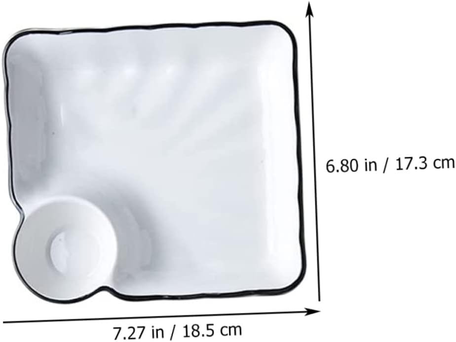 2Pcs Ceramic Sushi Plates Japanese Dumpling Tray with Dipping Dish Food Serving Snack Tray for Home Use Elegant Porcelain Tableware
