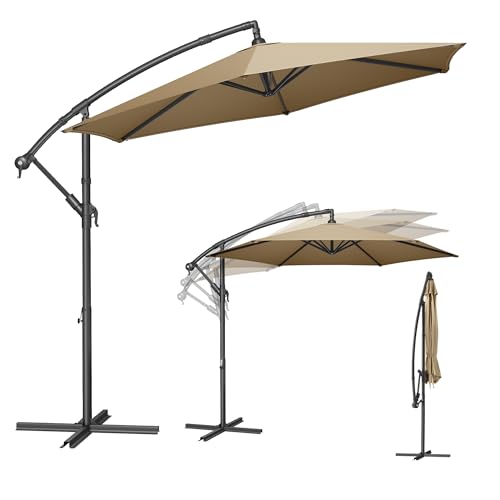 SONGMICS Sonnenschirm, Ampelschirm 300 cm d, mit Ständer, Sonnenschutz...