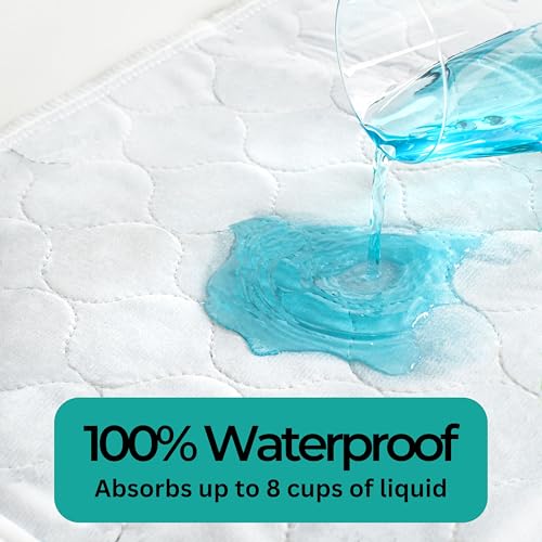 Image of Hygge Sheets Potty Training Pee Pads for Kids, Toddlers - 100% Waterproof, Non Slip Bed Wetting Pad for Twin Beds - Washable, Reusable Mattress & Sheet Protector - White