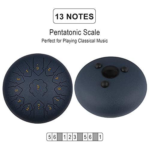 KUD Tongue Drum, 12 Zoll 13 Tone C-Dur Zungentrommel Schlagzeug Instrument, Steel Pan Töne Schlaginstrument Hand Pan Drum mit Trommelschlägeln Tragetasche Note Sticks für Meditation Yoga Klangheilung - Image 4
