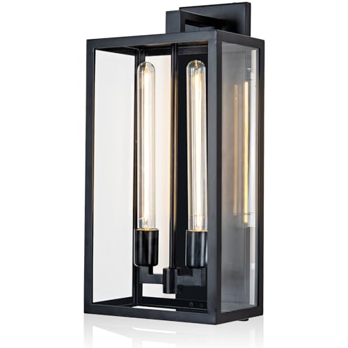 Image of 21 inch Outdoor Wall Lights, Black Exterior Sconce, Waterproof Porch Light