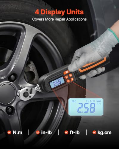 Image of VEVOR Torque Wrench Set 1 /4 inch Drive 42-Piece Digital Torque Wrench 4 Units, ±2% Accuracy, LCD Screen, with Buzzer and LED Indicator, with Sockets, Bits, Extension Bar, Adapter, for Automotive Repair