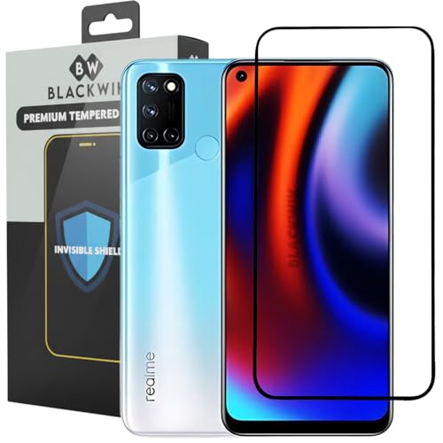 Image of Blackwik Tempered Glass Screen Protector for Realme Narzo 50 4G / Realme 7i / Realme 8i / Oppo A55 / Oppo A54 / Oppo A53 with Edge-To-Edge Protector Coverage | Easy Installation Kit (Black)