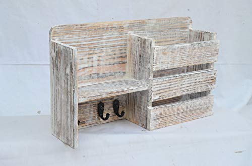 AHITRA Wall Mount Key Mail Holder, Mail Key Organizer, Key Holder Mail Organizer with Key Hooks, Key Rack with Mail Holder, Key Hook, Shabby Chic Decor- Dimension 16.5" 9.8" 3.9"