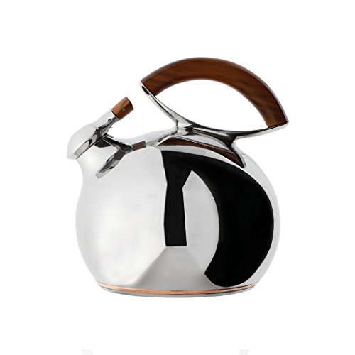 Nambè Bulbo Kettle, Stainless Steel and Wood