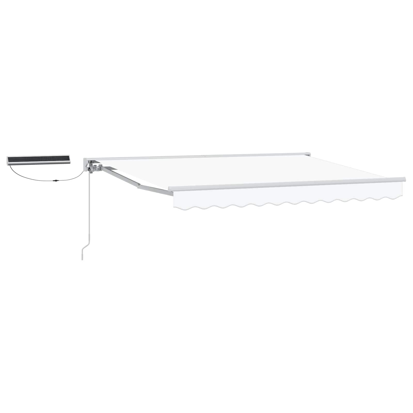 LKJephalotrope 11.5 x 8.2 ft Motorized Retractable Awning, White | Features a half-cassette metal frame with remote control and manual crank for patio and garden shade.
