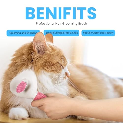 Image of Self Cleaning Slicker Brush, Pet Grooming Shedding Brush for Dogs and Cats - Easy to Remove Loose Undercoat, Pet Massaging Tool Suitable for Pets with Long or Short Hair (Pink) (Pink)