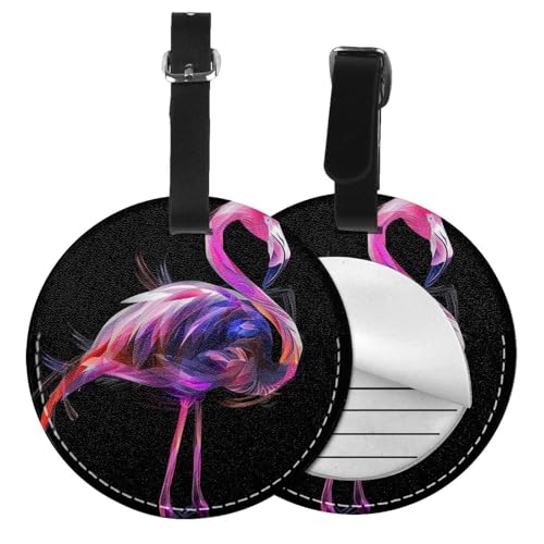 Étiquettes de bagage cuir synthétique imprimé flamant rose pour voyage