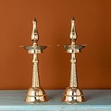 Ekaa Handicrafts Beautifully Handcrafted Antique Brass Diya Stand (Set of 2) Showpiece Figurine...
