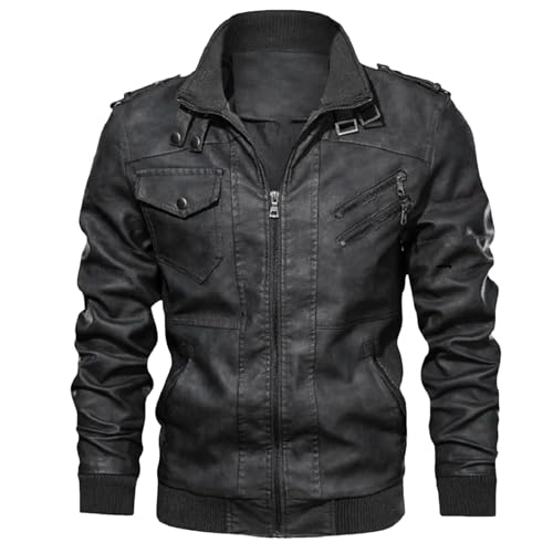 Vestes en cuir PU hommes à capuche détachable pour un look biker mince