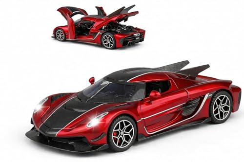 Image of WORSHIPER 1:32 Koenigsegg Jesko Sports Die-Cast Metal Pull Back Car with 6 Openable Doors with Sounds and Lights Toy Decoration Car Best Gift Toys for Kids