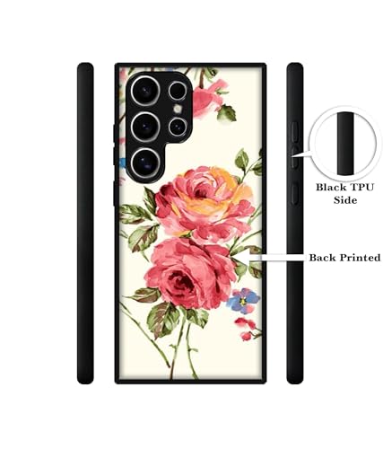Image of Vintage Painting Flower Design Premium 2D Printed Metal Back Case Cover for Samsung Galaxy S24 Ultra 5G