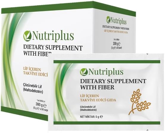 FARMASi Nutriplus Dietary Fiber Supplement - 60 Sachets x 5g Soluble Fiber for Digestive Health, Gut Cleansing, Detoxification, Prebiotic Support, Regular, Skin Health Hair Health
