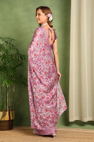 Image of MIRCHI FASHION Women Saree Floral Printed Chiffon | Breathable Lightweight Summer Sari for Office and Daily Use with Unstitched Blouse (Available in 20 Styles)