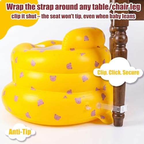 Image of Upgraded Inflatable Baby Seat for 3-36 Months, Baby Chair Sit Me Up Floor Seat - Clip to Table Leg. No Tipping. + Front Guard Anti-Tip, Back Support for Infants Learning to Sit Up + Built-in Air Pump