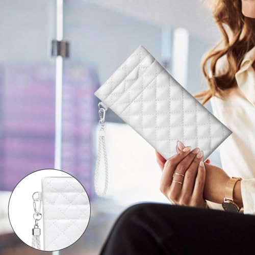 Image of Double Eyeglass Case Squeeze Top Glasses Pouch, Leather Soft Sunglasses Case with Carrying Strap