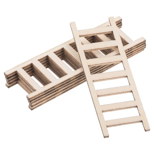 PATIKIL 2.4 Miniature Bois Échelle, 6 Paquet Mini Bois Maison-poupée Droit Échelles DIY Artisanat Accessoires, Naturel Couleur