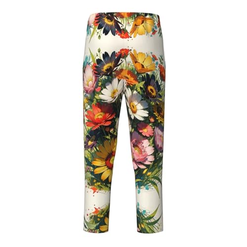 Pajama Pants Pajama Bottoms with Elastic Waistband Sleepwear Lounge Pants, Sunflowers Colorful Flowers2