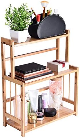 Juesi Bamboo Spice Rack, 3-Tier Standing Seasoning Bottle Holder Shelf, Kitchen Bathroom Countertop Storage Organizer, Spice Jars Rack Holder
