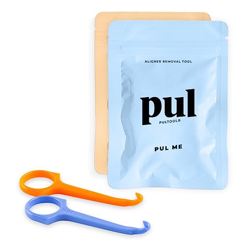 Clear Aligner Removal Pul Tool For Invisalign Removable Braces & Trays | Compatible With Removable Braces, Aligners, Retainers, & Dentures | Hygienic, Durable, Compact | By The Pultool (Orange + Blue) #TOP5