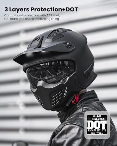 ILM Open Face Motorcycle 3/4 Half Helmet for Dirt Bike Moped