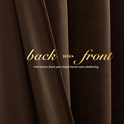 Nicetown Thermal Insulated Brown Velvet Curtains, Sound Reducing Heavy Matt Solid Room Darkening Drapes/Panels For Holiday (2 Panel Per Pack, 84 Inches Long) #TOP3
