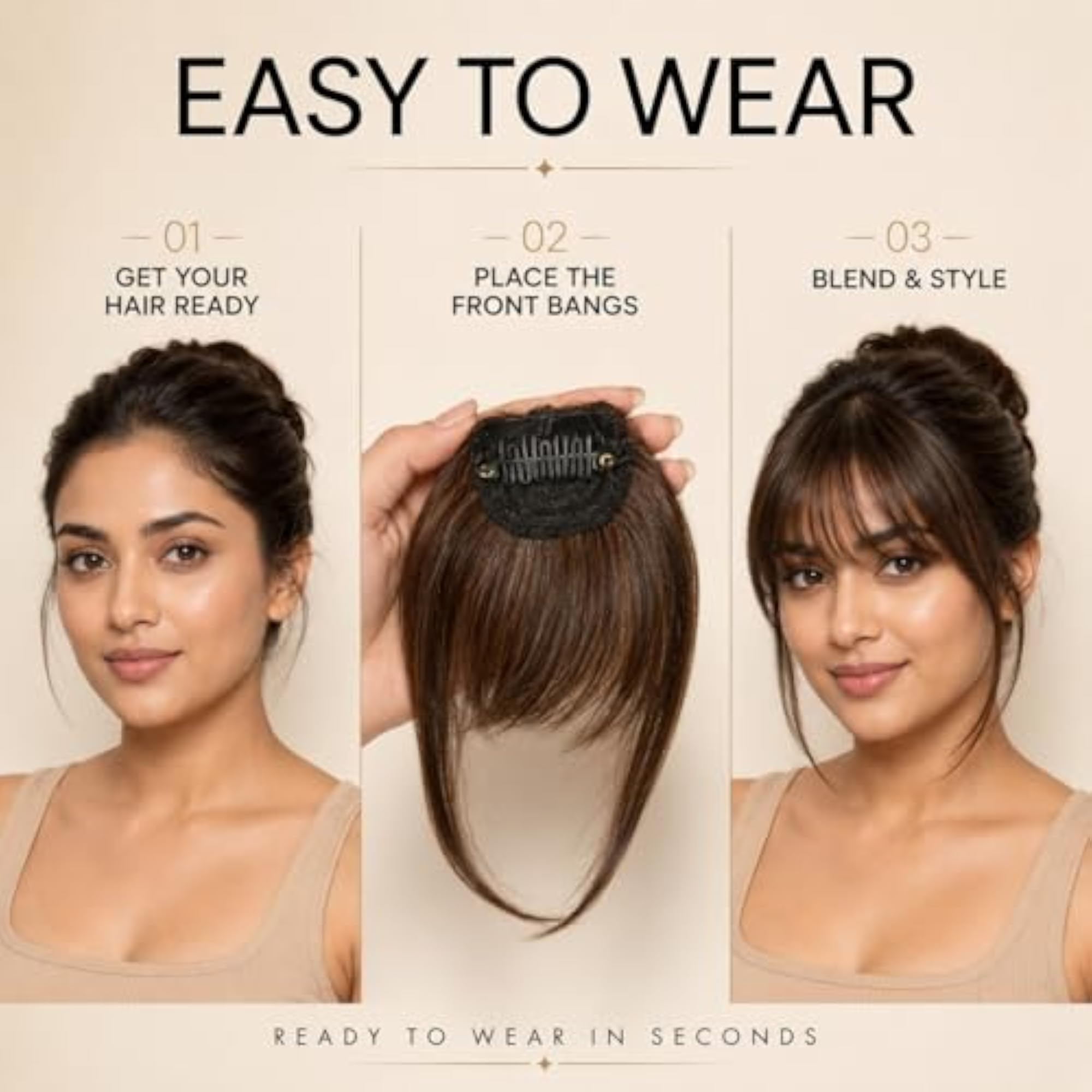 Natural Human Hair Front Bangs Extension