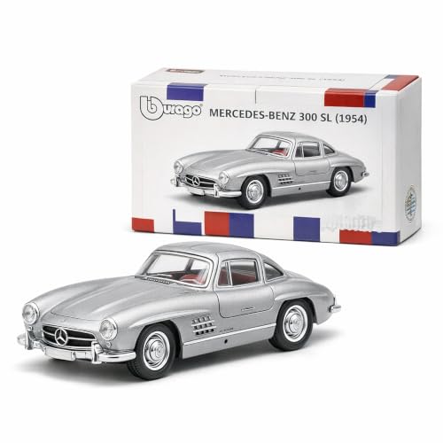 Image of Wizplex Bburago Official Licensed Mercedes-Benz 300 SL 1954 1:64 Scale Die Cast Metal Toy Car with Opening Front Doors - Collectible Miniature Model for Display and Gifting, Ages 3 and Up