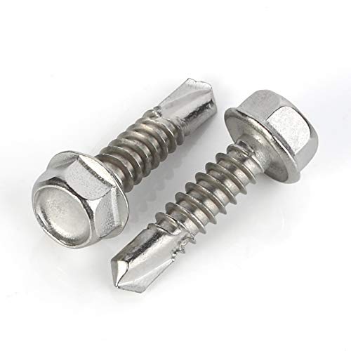 Mewudecor #12 X 1-1/2 Inch (1/2 Inch To 3 Inch Available) Hex Washer Head Self Drilling Sheet Metal Screws With Drill Point thumb #2