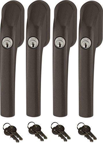 Abus FG300 abschließbarer Fenstergriff, braun, im Set 4 Stück alle gleichschließend mit insgesamt 8 Schlüssel