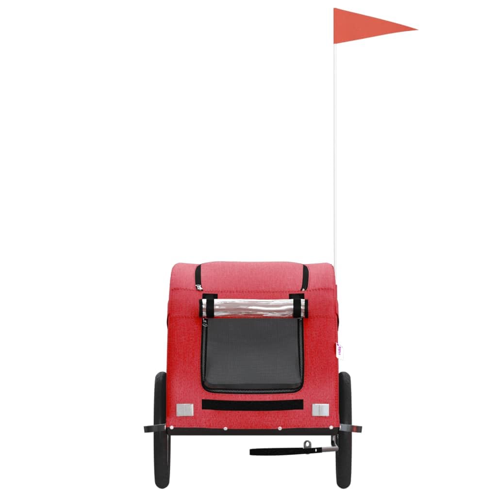 Collapsible Pet Bike Trailer for Small Dogs, Red Oxford Fabric, Weatherproof Cycling Carrier for Travel