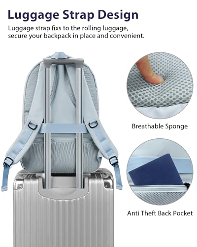 Image of MATEIN 18 Inch Laptop Backpack for Women, TSA Approved Laptop Rucksack Large Capacity 50 L, Anti Theft Backpack with Comfortable Shoulder Straps for College Work Travel, Haze Blue