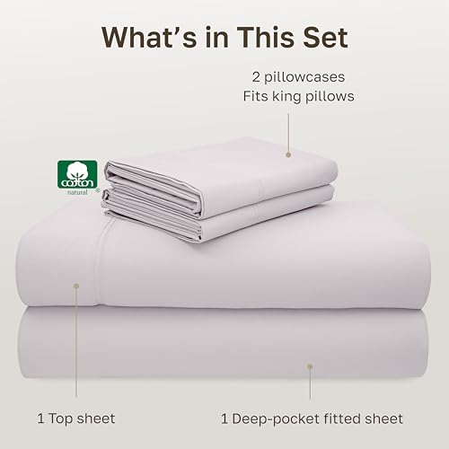 Image of California Design Den Deep Pocket California King Sheet Set - 600 Thread Count Sateen, 100% Cotton Bed Sheet, All Around Elastic, Snug Fit, Durable Bedding Set - Pale Lavender