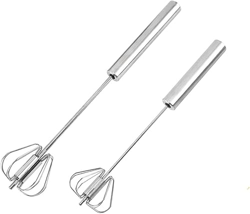 Batidor de huevo de acero inoxidable, batidora giratoria Digead para cocinar, agitador de mano para mezclar, batir y remover (10 + 12 pulgadas)