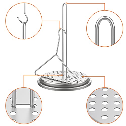 Perforated Turkey Fryer Hook with Base Rack, Stainless Steel Chicken Poultry Vertical Roasting Spit with Handle Lifter for Outdoor Turkey Deep Fryer Pot Propane Stove, Turkey Fryer Accessory Kit