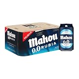 Mahou 0,0 Rubia, Cerveza Sin Alcohol Dorada Lager, Pack de 12 Latas x 33 cl